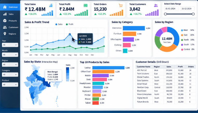 Sales dashboard built by a workshop student