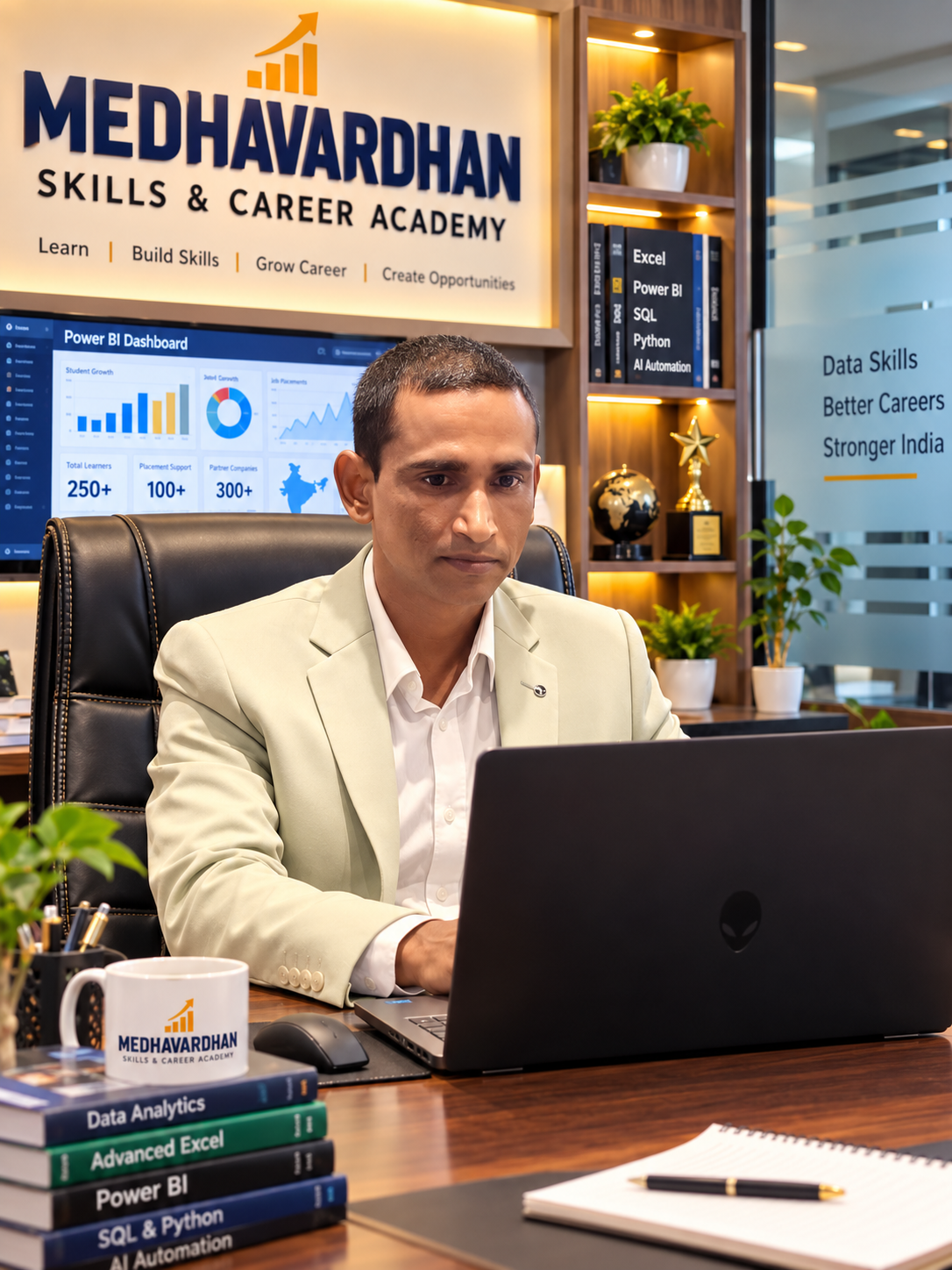 Mehedi Hasan at the MedhaVardhan Skills & Career Academy office